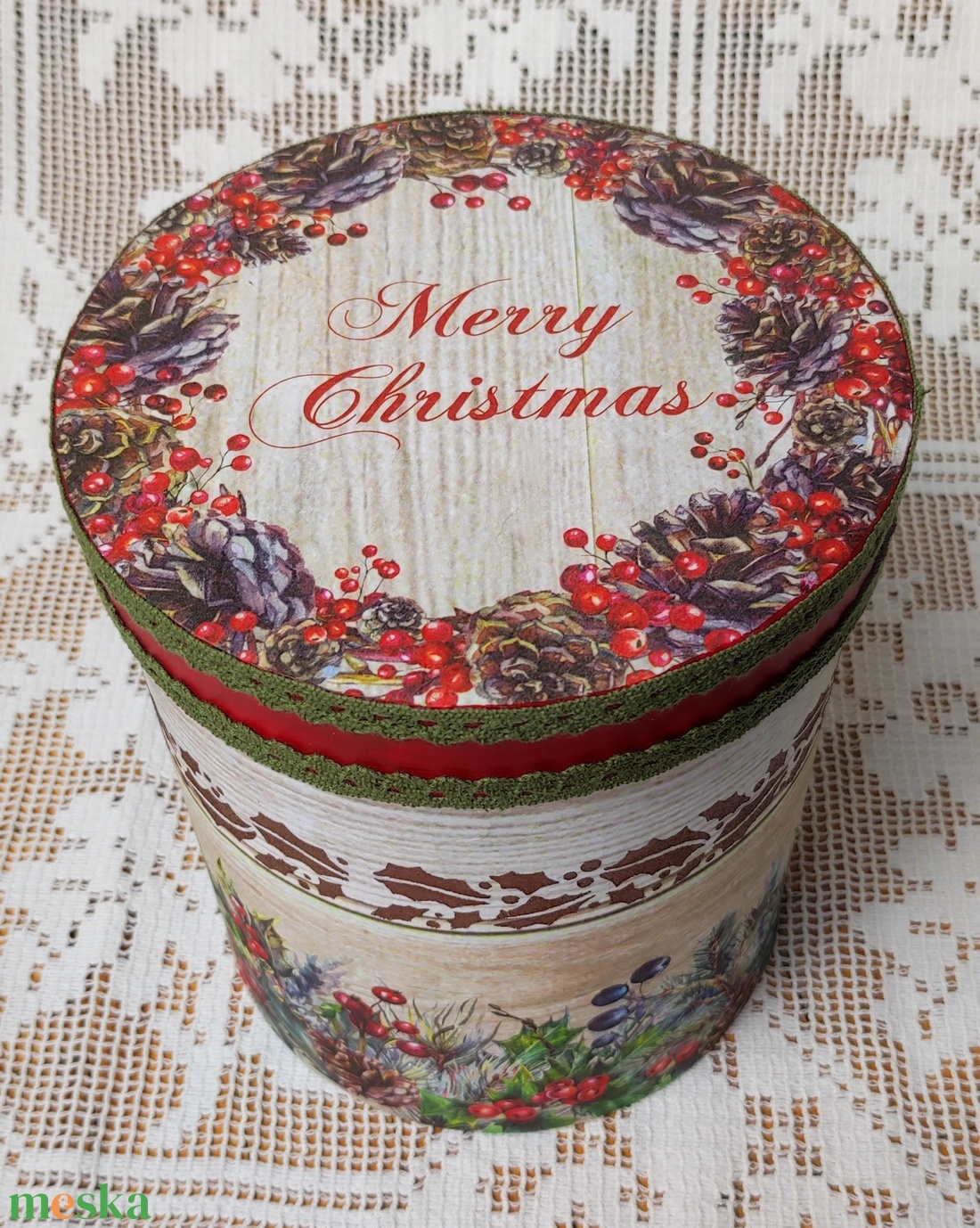 Karácsonyi nagyméretű sütisdoboz, kekszesdoboz - otthon & életmód - tárolás & rendszerezés - doboz - Meska.hu