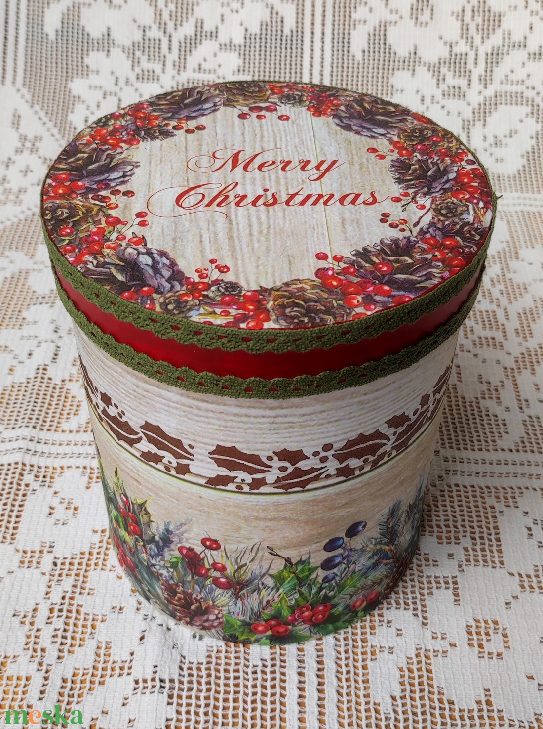 Karácsonyi nagyméretű sütisdoboz, kekszesdoboz - otthon & életmód - tárolás & rendszerezés - doboz - Meska.hu