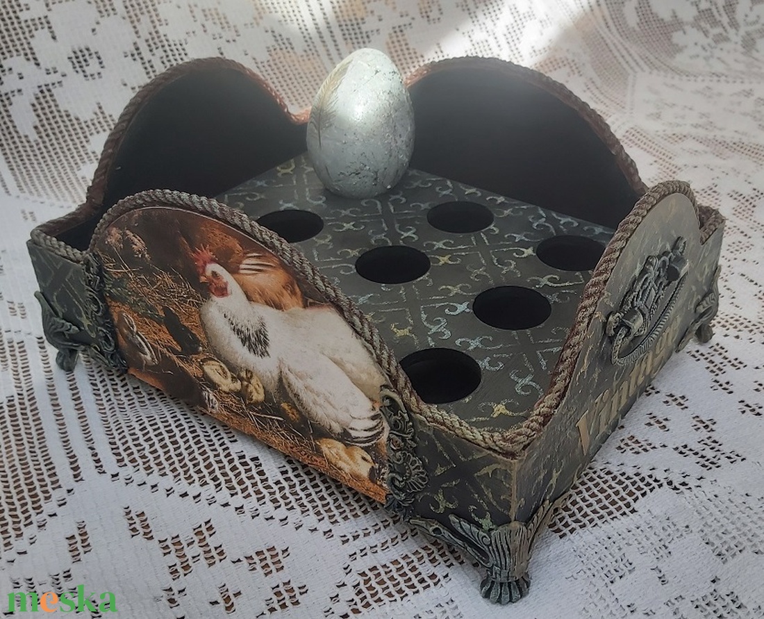 Vintage tojástartó - ünnepi díszek, dekorációk - húsvéti díszek és dekorációk - húsvéti tojástartó - Meska.hu