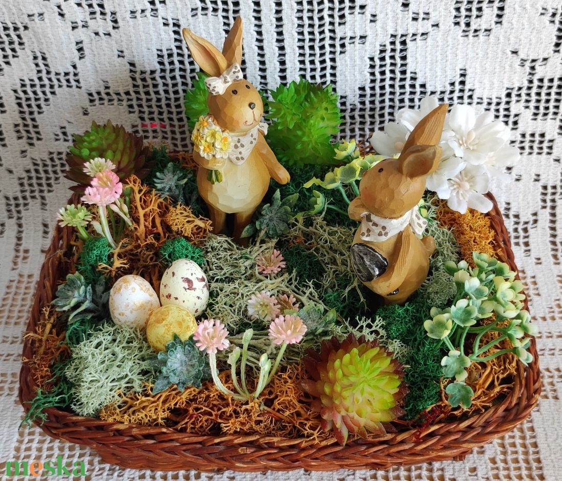 Kertészkedő nyuszik - húsvéti asztaldísz - ünnepi díszek, dekorációk - húsvéti díszek és dekorációk - húsvéti asztaldíszek - Meska.hu