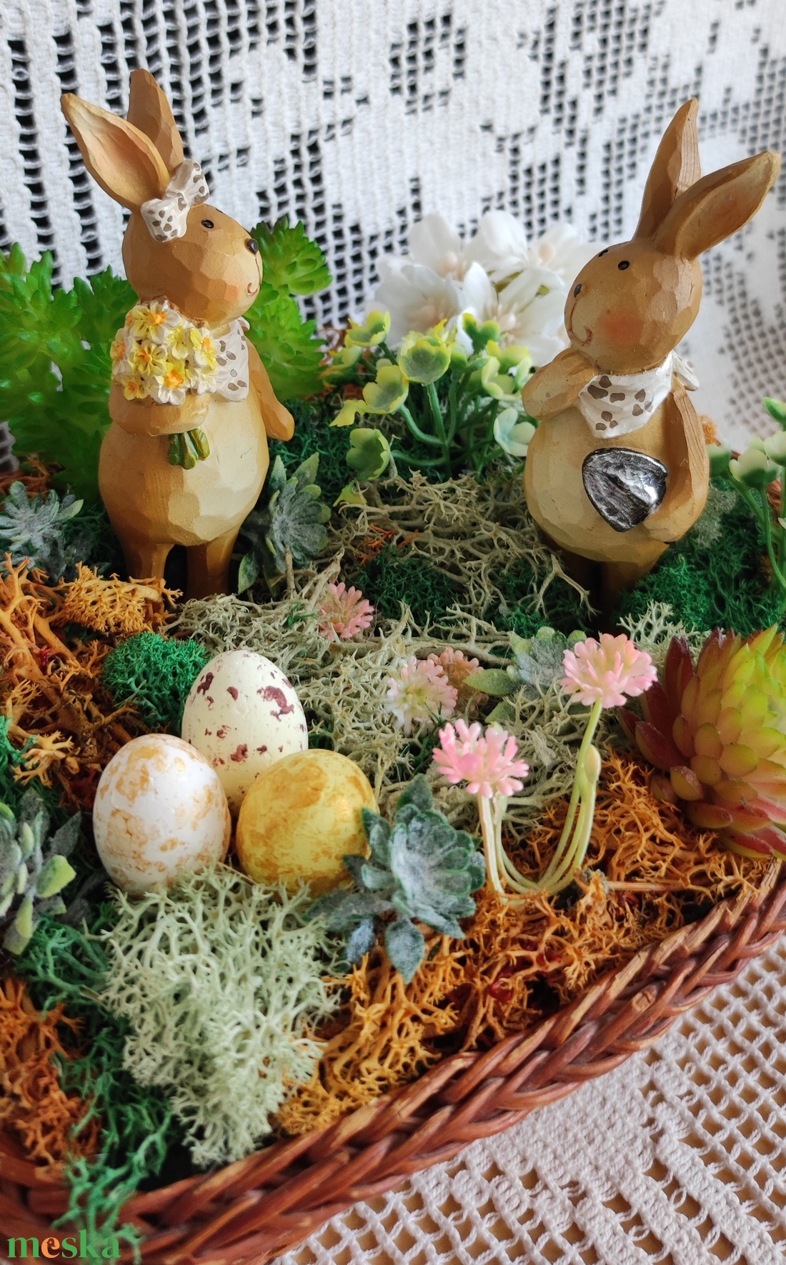 Kertészkedő nyuszik - húsvéti asztaldísz - ünnepi díszek, dekorációk - húsvéti díszek és dekorációk - húsvéti asztaldíszek - Meska.hu