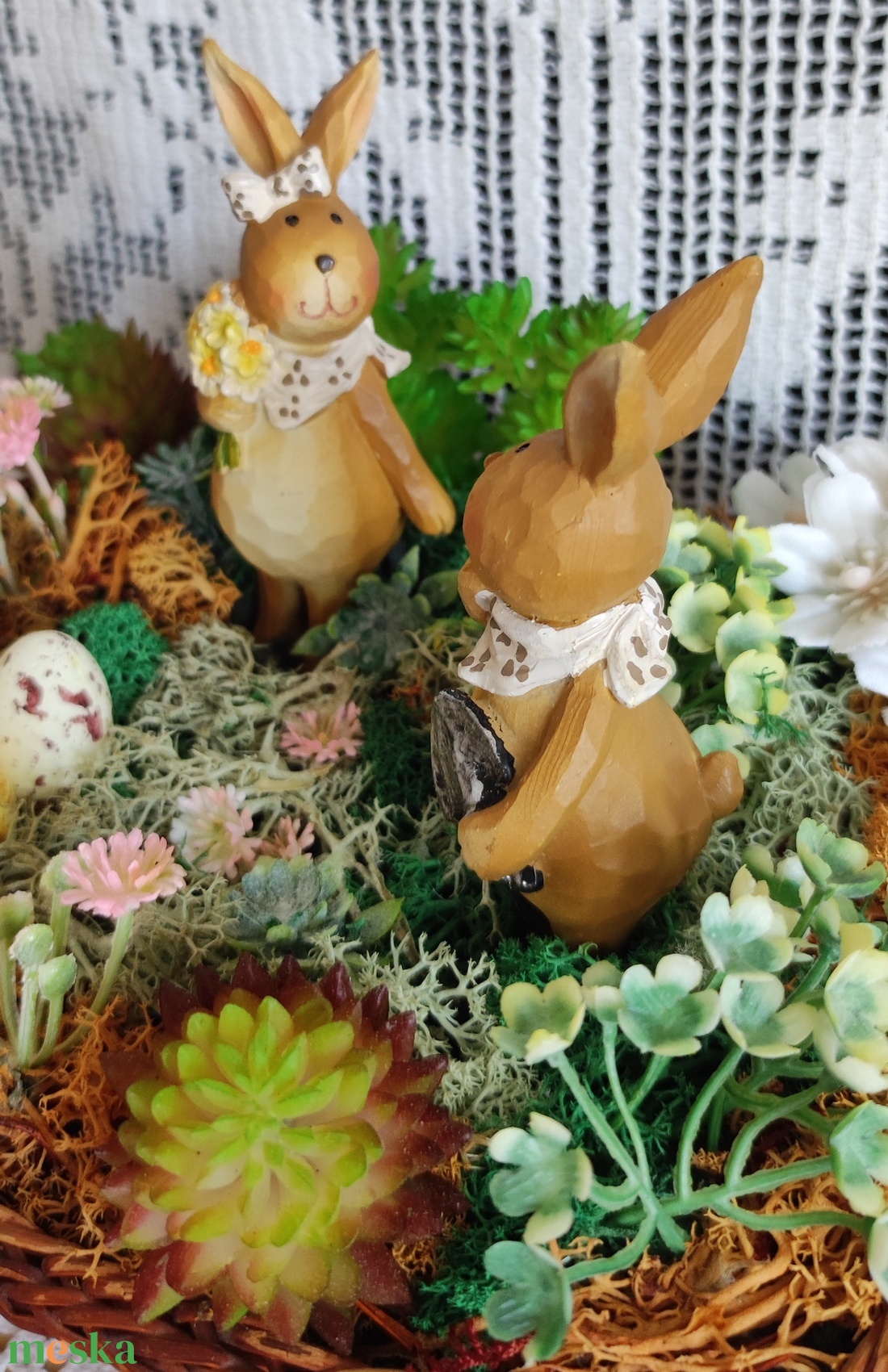 Kertészkedő nyuszik - húsvéti asztaldísz - ünnepi díszek, dekorációk - húsvéti díszek és dekorációk - húsvéti asztaldíszek - Meska.hu