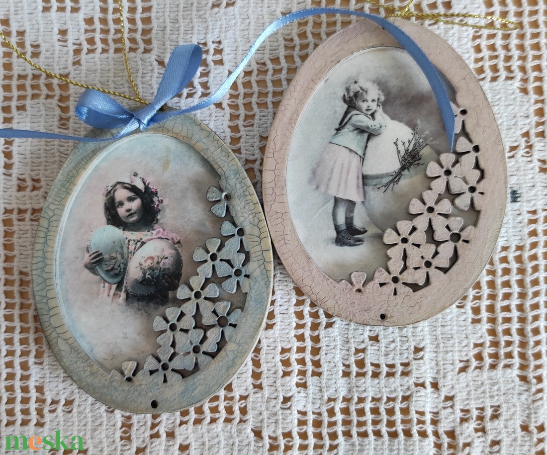 Tojás alakú fa díszek - ünnepi díszek, dekorációk - húsvéti díszek és dekorációk - húsvéti tojás, hímestojás - Meska.hu