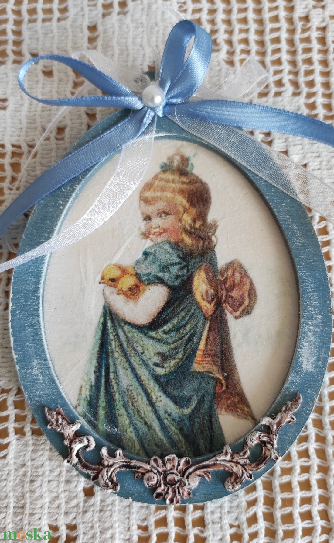 Dekoratív tojás alakú fa díszek - ünnepi díszek, dekorációk - húsvéti díszek és dekorációk - húsvéti tojás, hímestojás - Meska.hu