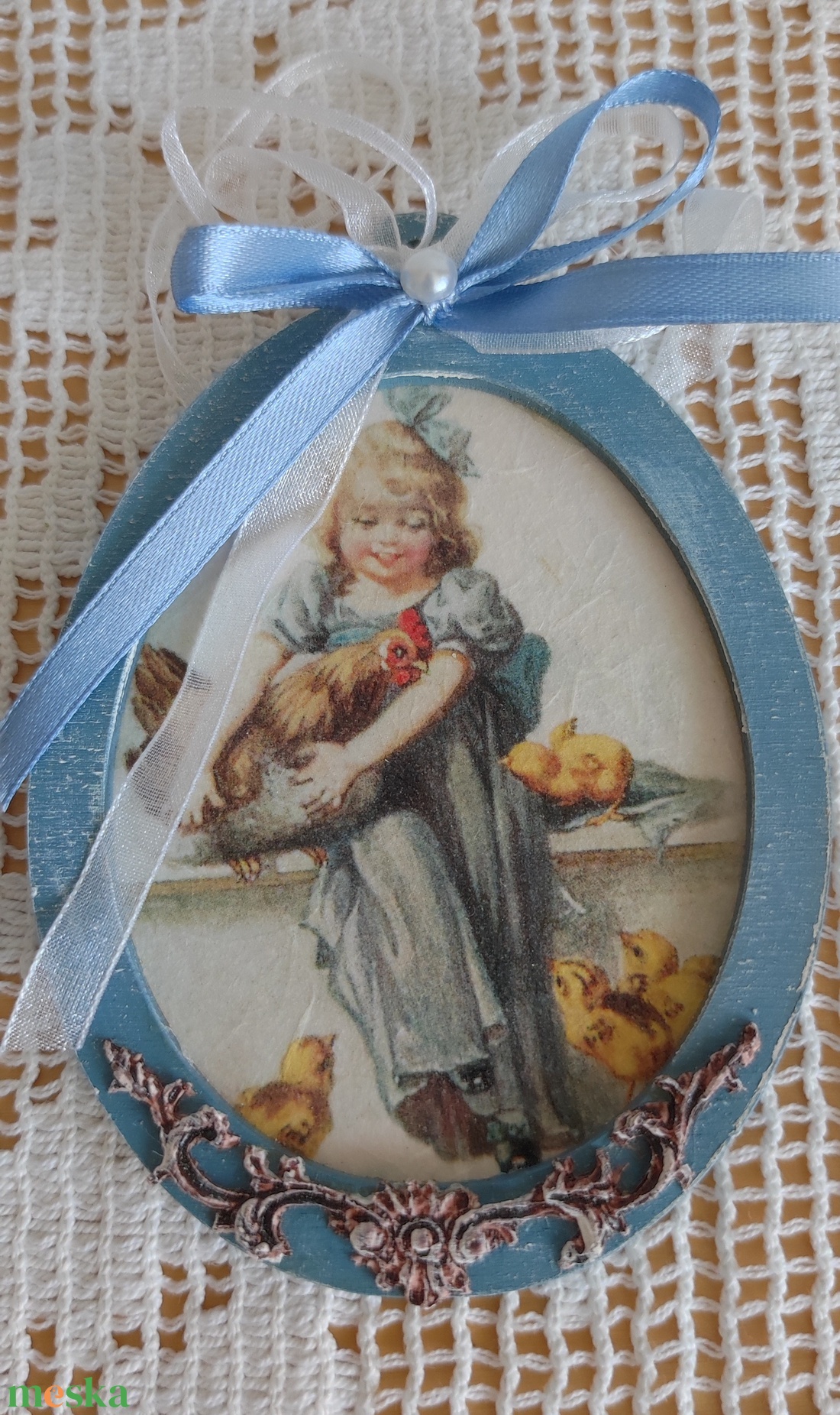 Dekoratív tojás alakú fa díszek - ünnepi díszek, dekorációk - húsvéti díszek és dekorációk - húsvéti tojás, hímestojás - Meska.hu