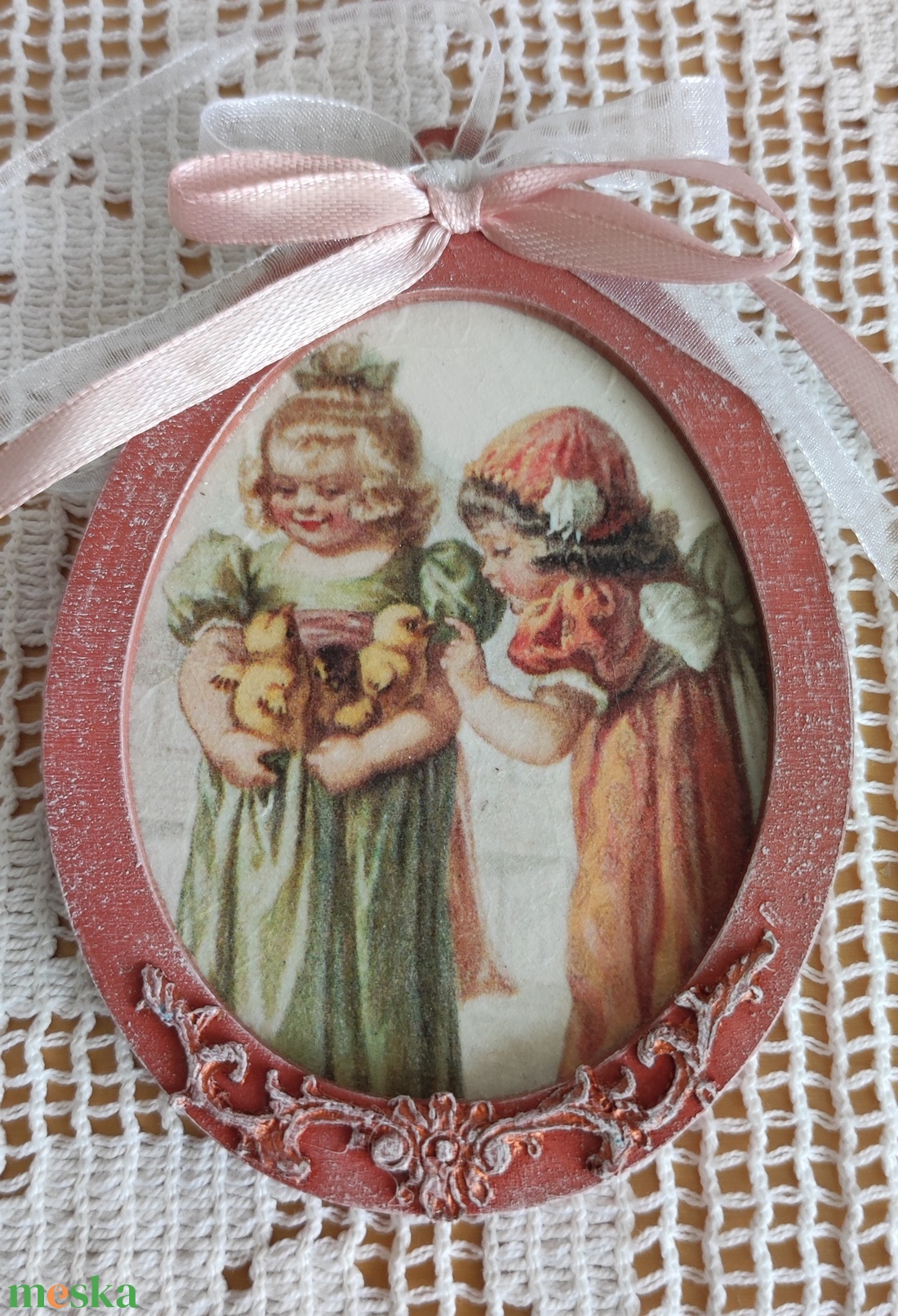 Dekoratív tojás alakú fa díszek - ünnepi díszek, dekorációk - húsvéti díszek és dekorációk - húsvéti tojás, hímestojás - Meska.hu