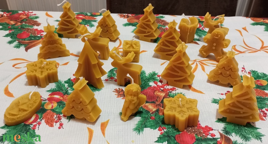 Organza tasakban méhviasz gyertya  - karácsony - karácsonyi lakásdekoráció - karácsonyi illatgyertya, mécses - Meska.hu