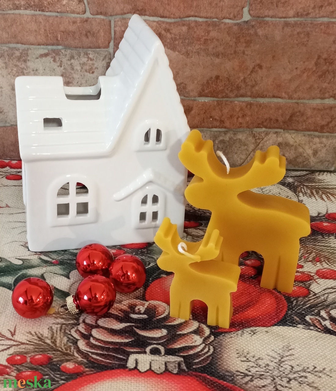 Nagy szarvas gyertya  - karácsony - karácsonyi lakásdekoráció - karácsonyi illatgyertya, mécses - Meska.hu