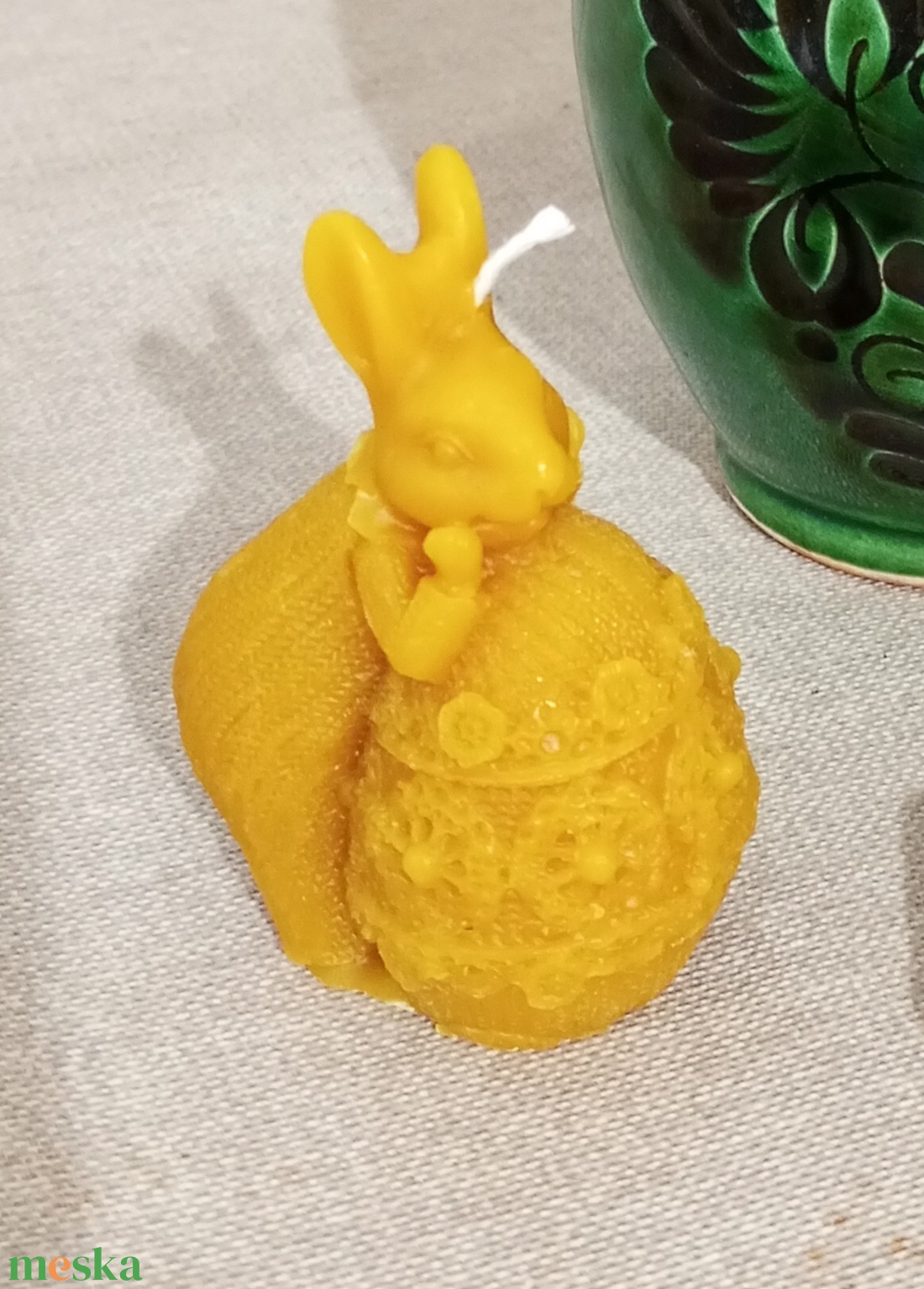 Nyuszi tojással méhviasz gyertya  - otthon & életmód - gyertya, illat, aroma - gyertya - Meska.hu