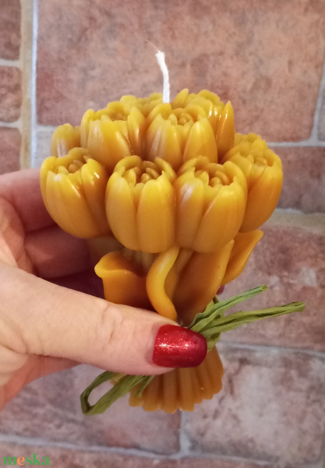 Csokor tulipán gyertya méhviaszból  - otthon & életmód - gyertya, illat, aroma - gyertya - Meska.hu