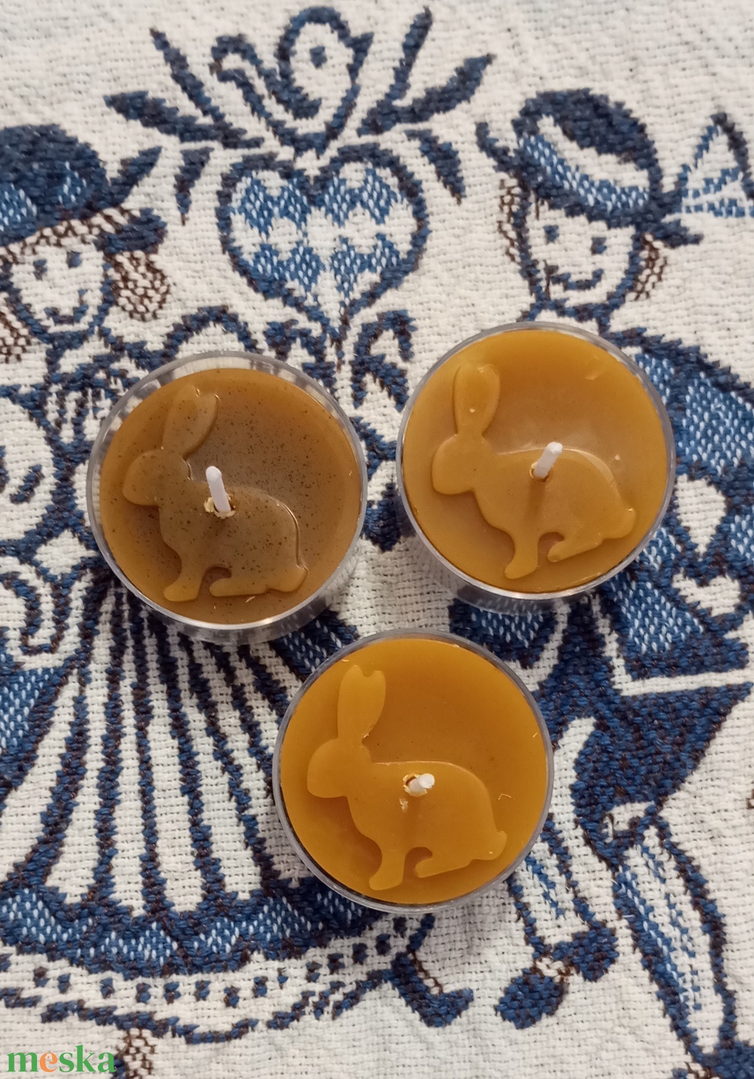 Nyuszis teamécses méhviaszból  - otthon & életmód - gyertya, illat, aroma - mécses és mécsestartó - Meska.hu