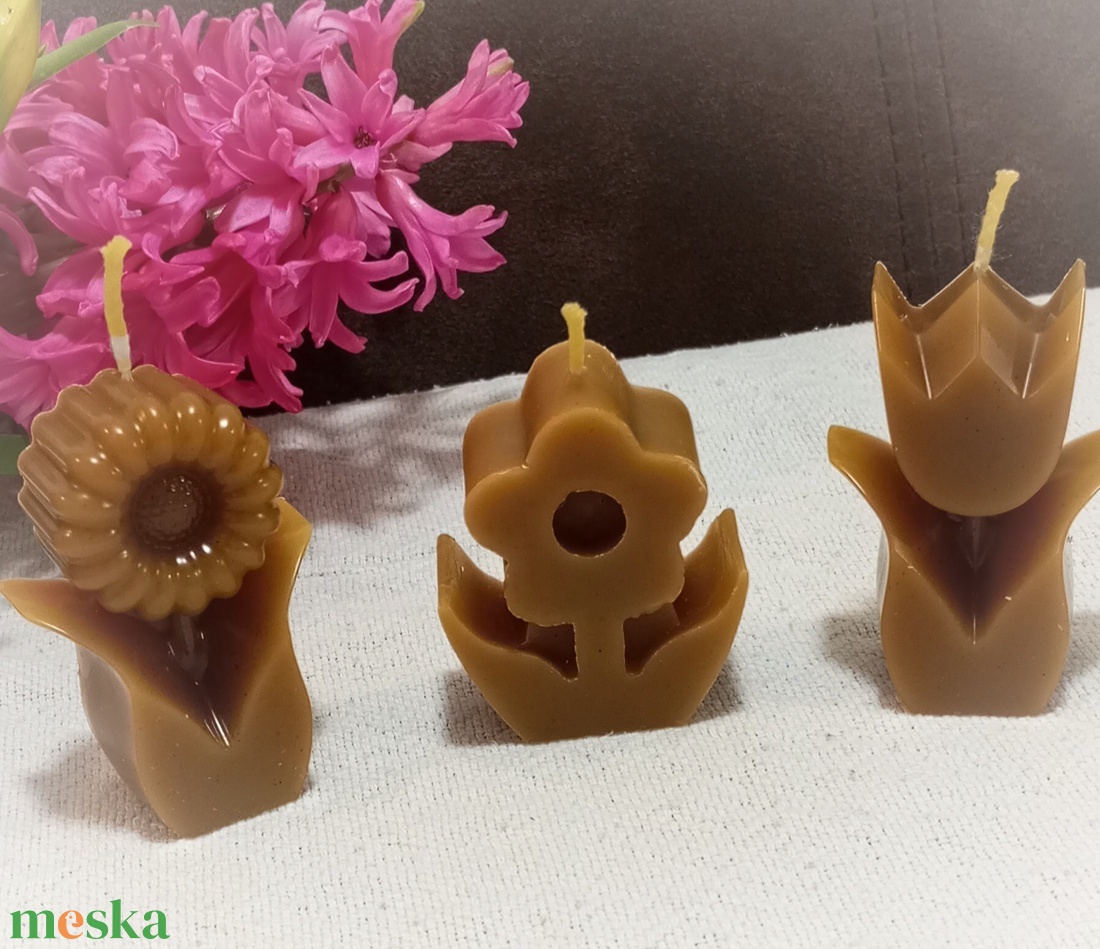 Virág méhviasz gyertya  - otthon & életmód - gyertya, illat, aroma - gyertya - Meska.hu