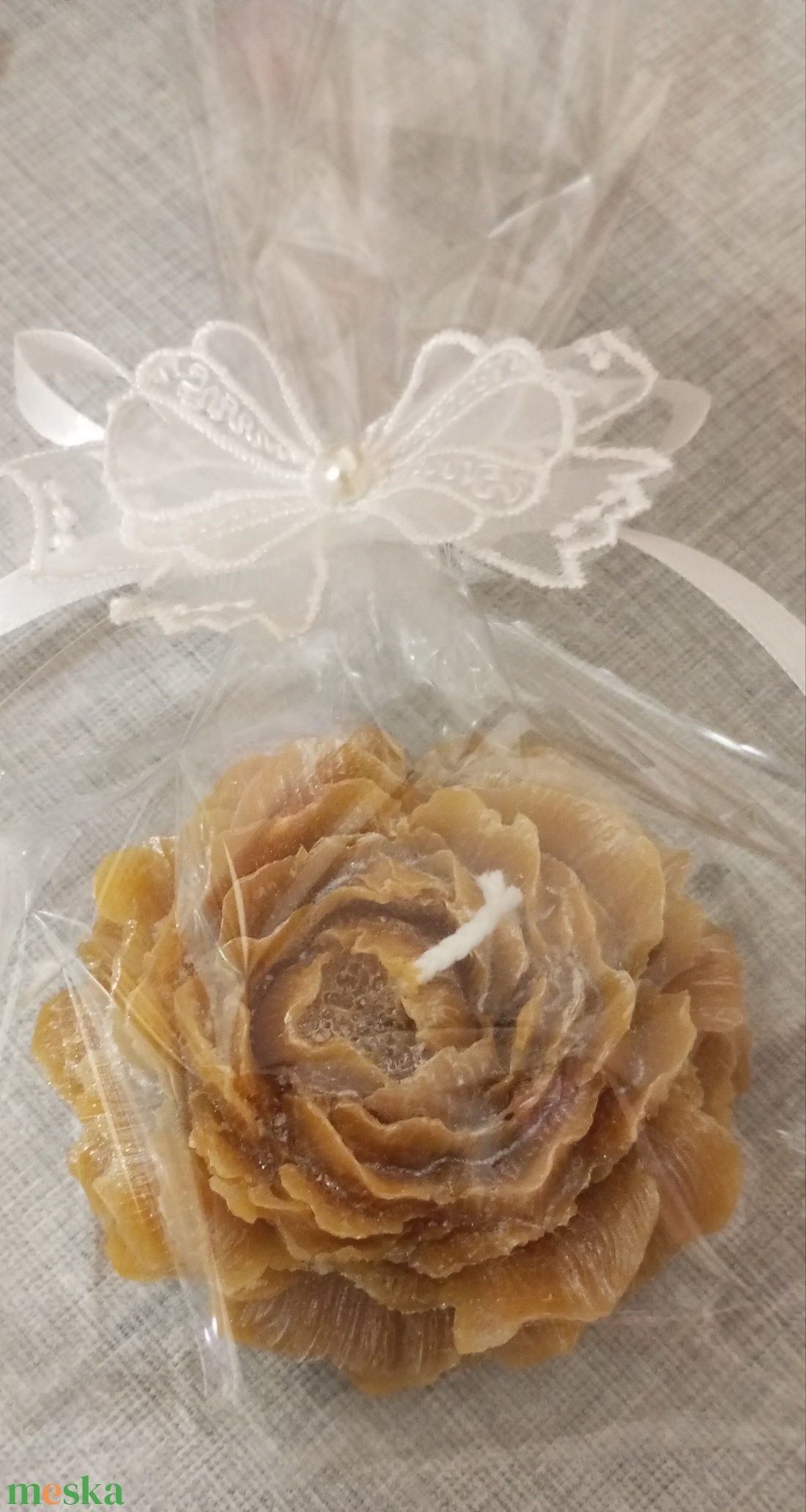 Csillamporos szellőrózsa méhviasz gyertya  - otthon & életmód - gyertya, illat, aroma - gyertya - Meska.hu