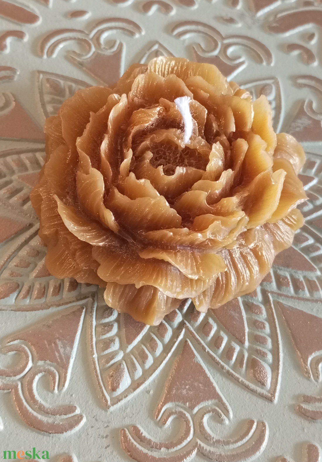 Csillamporos szellőrózsa méhviasz gyertya  - otthon & életmód - gyertya, illat, aroma - gyertya - Meska.hu