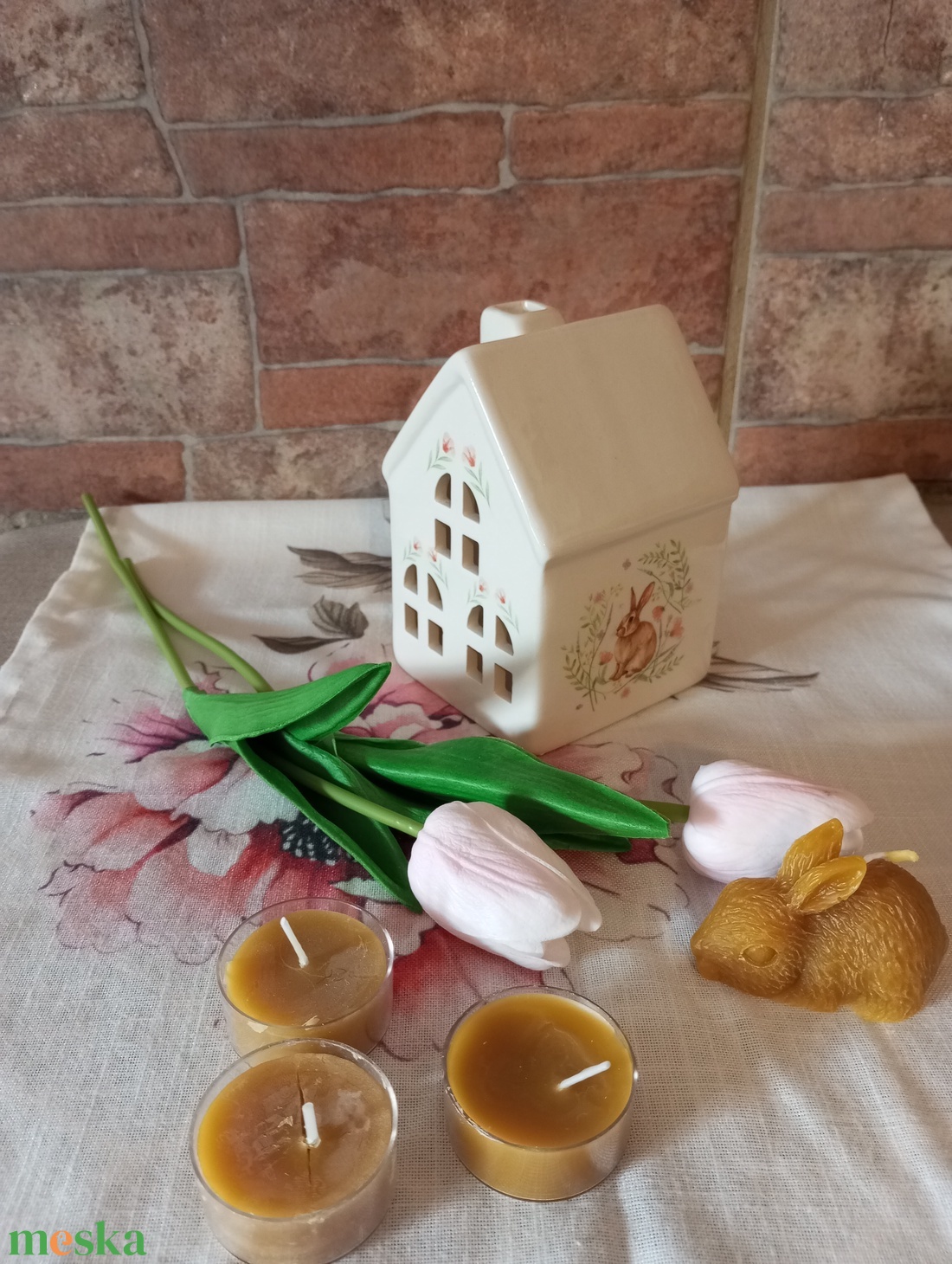 Nyuszis teamécses tartó  - ünnepi díszek, dekorációk - húsvéti díszek és dekorációk - húsvéti gyertya - Meska.hu