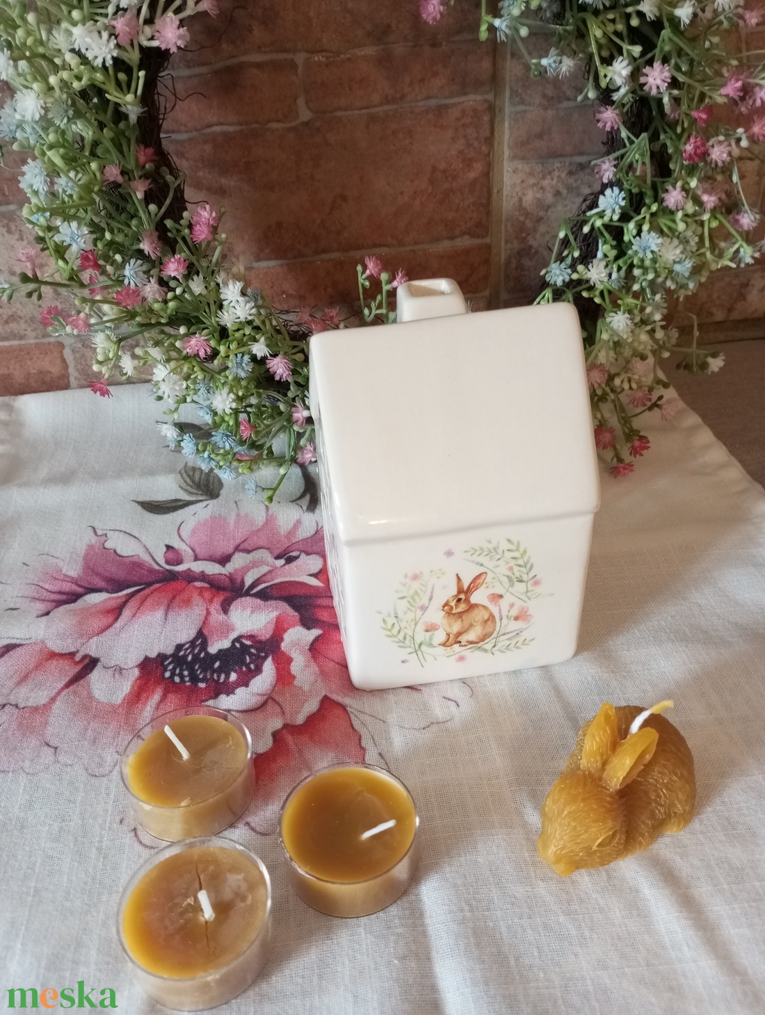 Nyuszis teamécses tartó  - ünnepi díszek, dekorációk - húsvéti díszek és dekorációk - húsvéti gyertya - Meska.hu