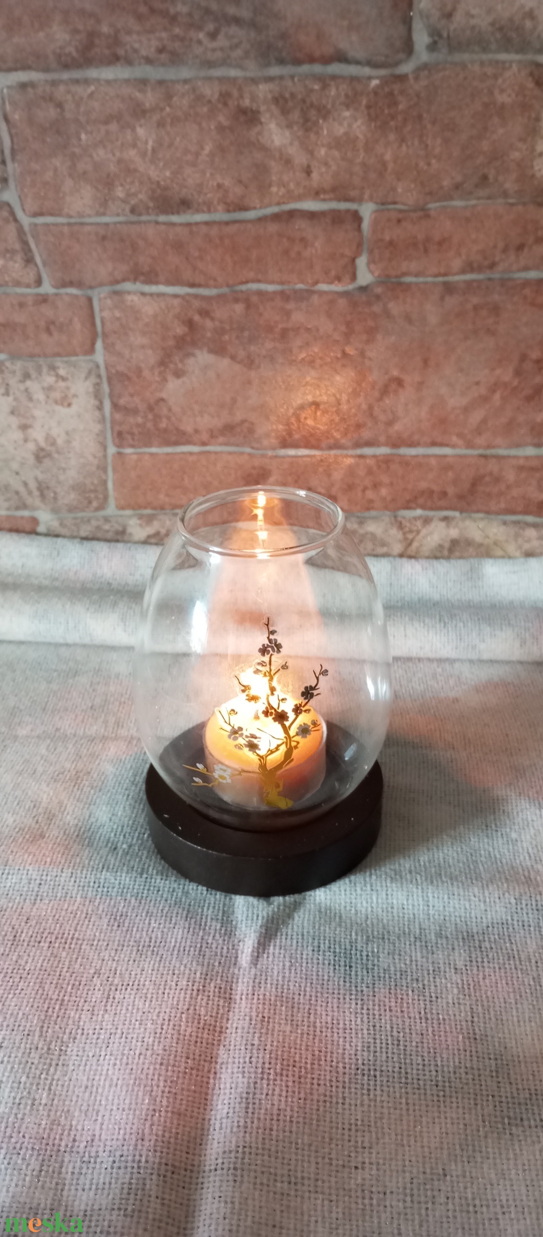 Cseresznye virágos mécsestartó  - otthon & életmód - gyertya, illat, aroma - mécses és mécsestartó - Meska.hu