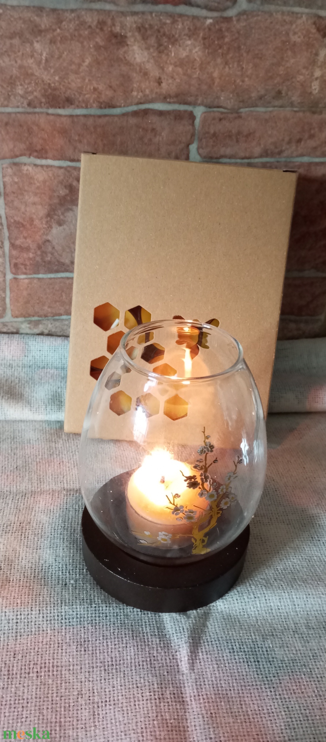 Cseresznye virágos mécsestartó  - otthon & életmód - gyertya, illat, aroma - mécses és mécsestartó - Meska.hu