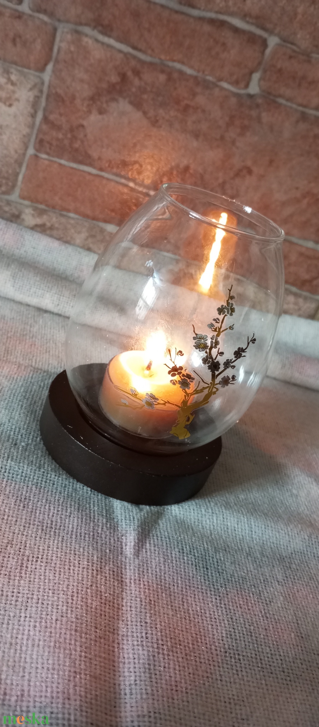 Cseresznye virágos mécsestartó  - otthon & életmód - gyertya, illat, aroma - mécses és mécsestartó - Meska.hu