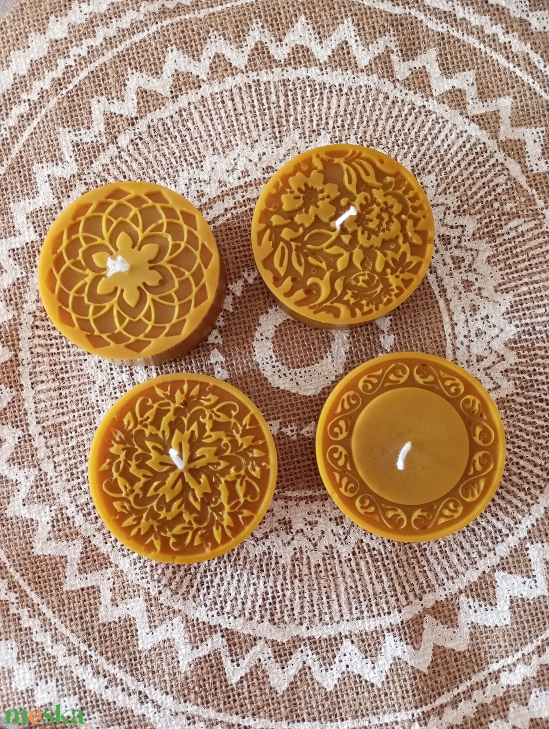 Mandalás méhviasz gyertya  - otthon & életmód - gyertya, illat, aroma - gyertya - Meska.hu