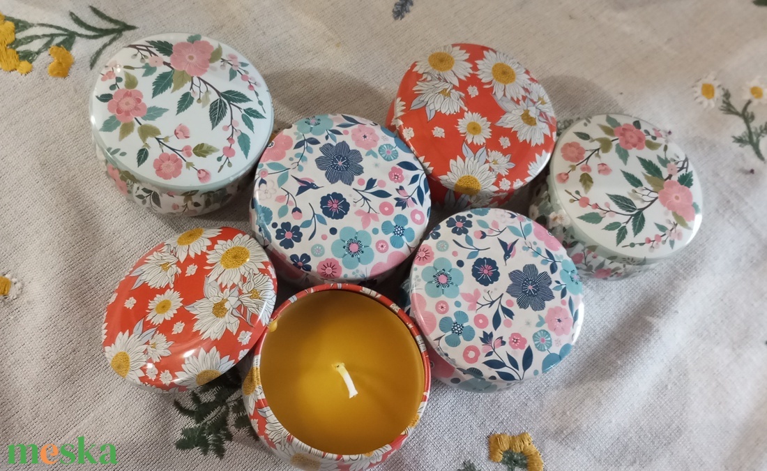 Fém dobozban citronella illatú méhviasz gyertya  - otthon & életmód - gyertya, illat, aroma - gyertya - Meska.hu