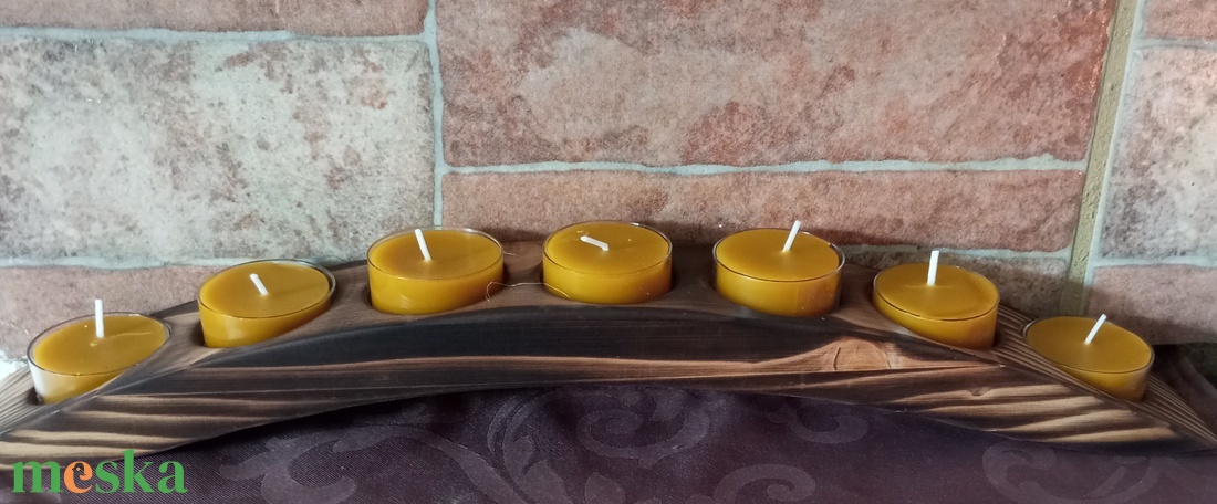 Fa mécsestartó 7 db teamécsessel  - otthon & életmód - gyertya, illat, aroma - mécses és mécsestartó - Meska.hu