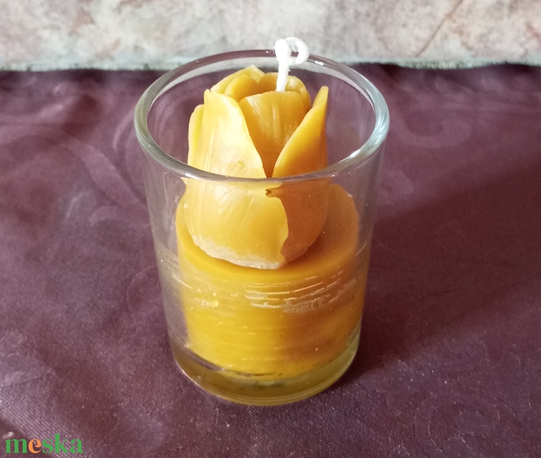 Anyák napjára tulipános poharas gyertya méhviaszból  - otthon & életmód - gyertya, illat, aroma - gyertya - Meska.hu