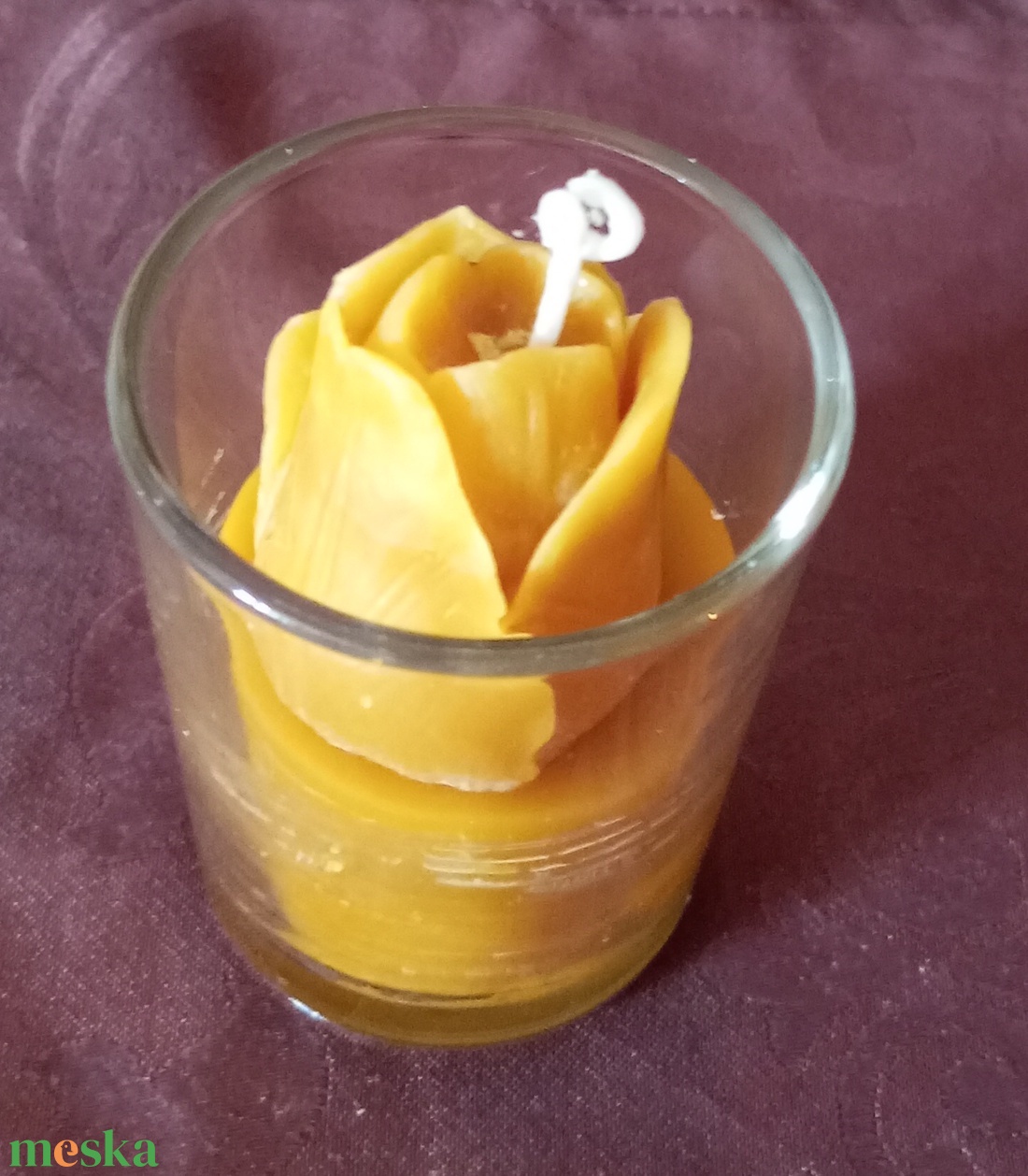 Anyák napjára tulipános poharas gyertya méhviaszból  - otthon & életmód - gyertya, illat, aroma - gyertya - Meska.hu