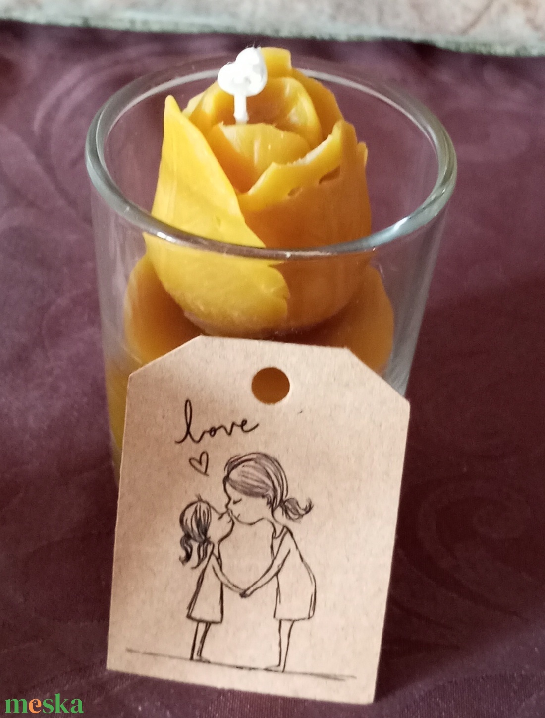 Anyák napjára tulipános poharas gyertya méhviaszból  - otthon & életmód - gyertya, illat, aroma - gyertya - Meska.hu