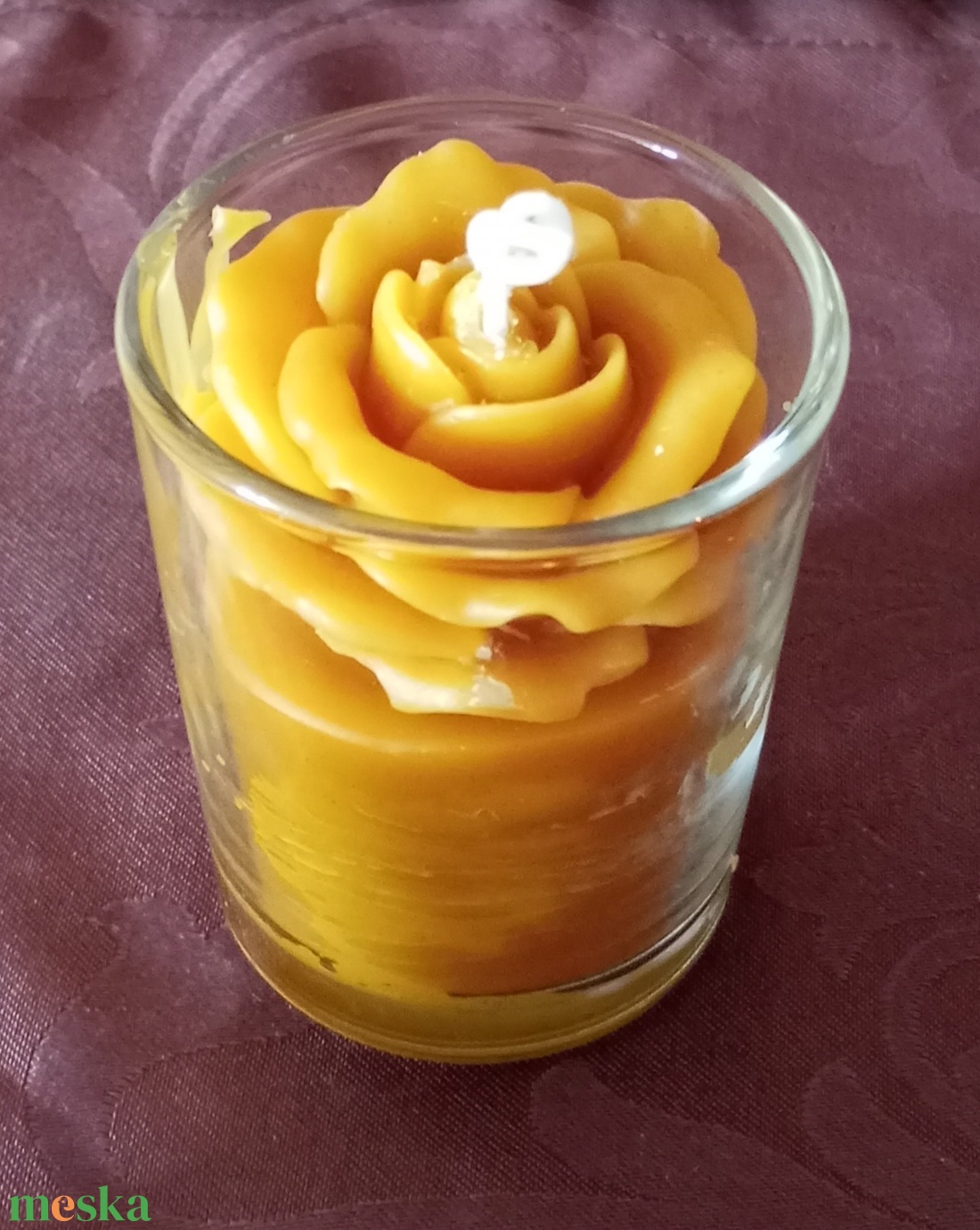 Anyák napjára rózsás poharas gyertya méhviaszból  - otthon & életmód - gyertya, illat, aroma - gyertya - Meska.hu