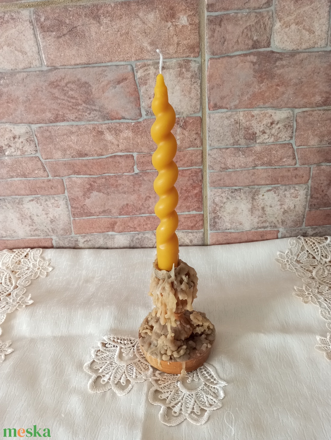 Csavart száll gyertya méhviaszból  - otthon & életmód - gyertya, illat, aroma - gyertya - Meska.hu