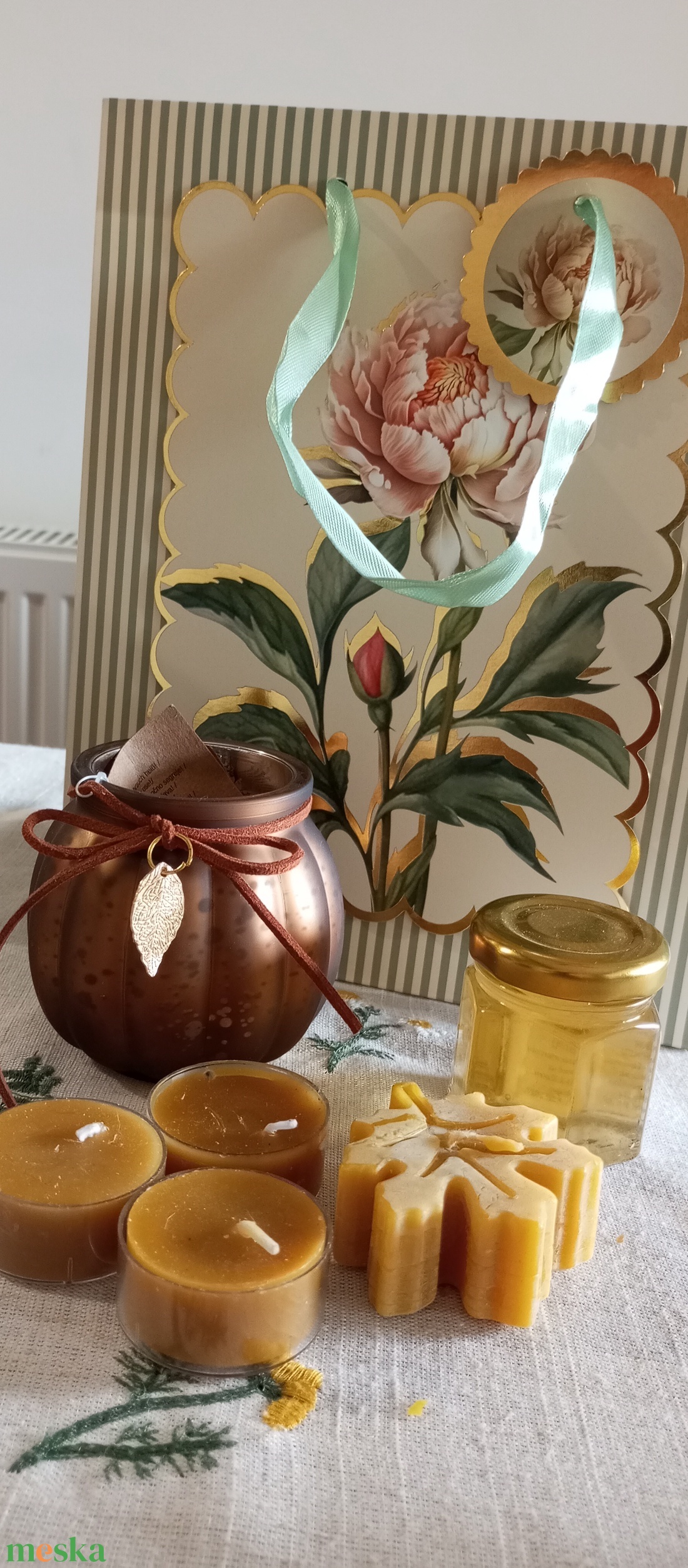 Őszi méhviaszos ajándék csomag  - otthon & életmód - gyertya, illat, aroma - mécses és mécsestartó - Meska.hu