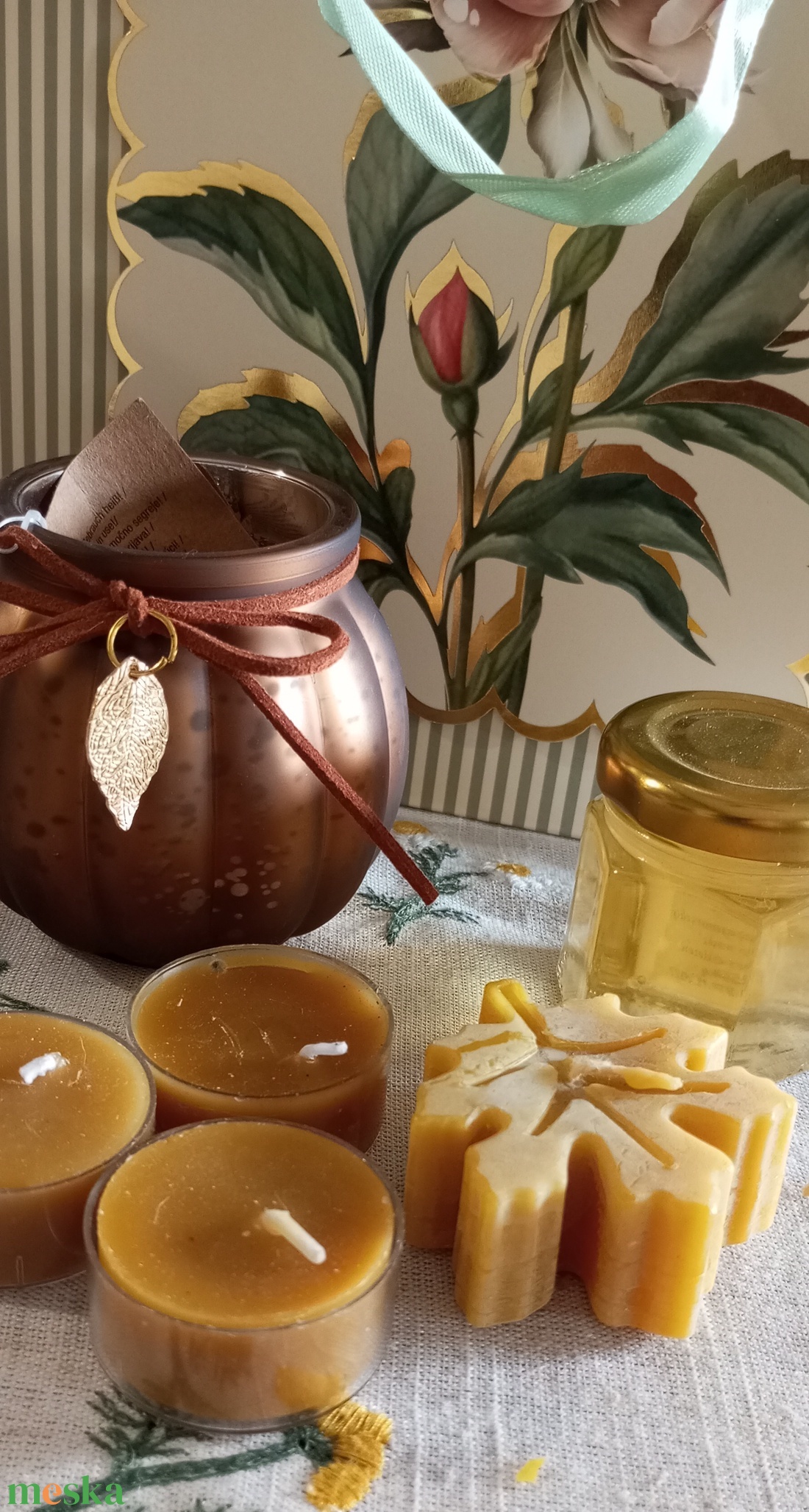 Őszi méhviaszos ajándék csomag  - otthon & életmód - gyertya, illat, aroma - mécses és mécsestartó - Meska.hu