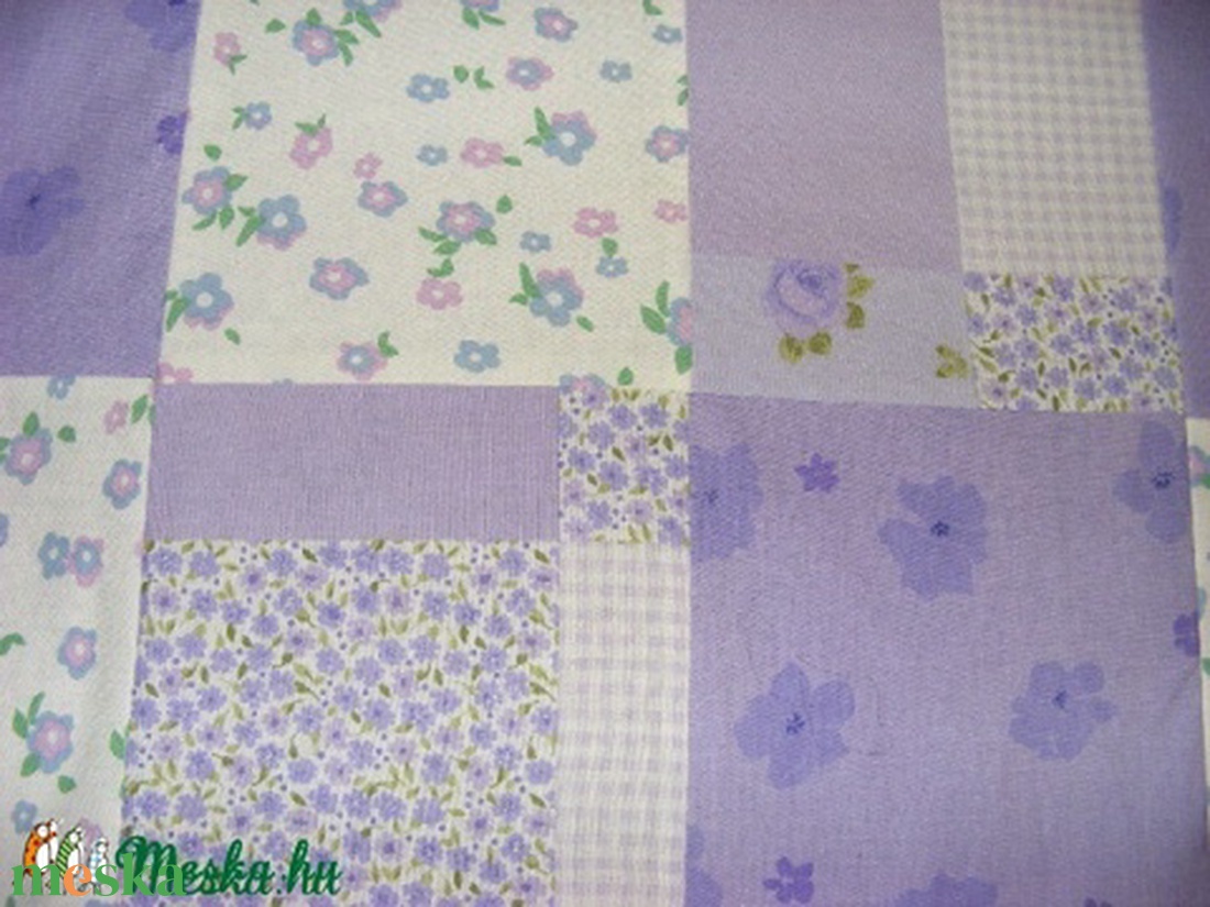 Lila patchwork takaró 20x20cm-es kockákból, falvédő - otthon & lakás - lakástextil - ágytakaró - Meska.hu