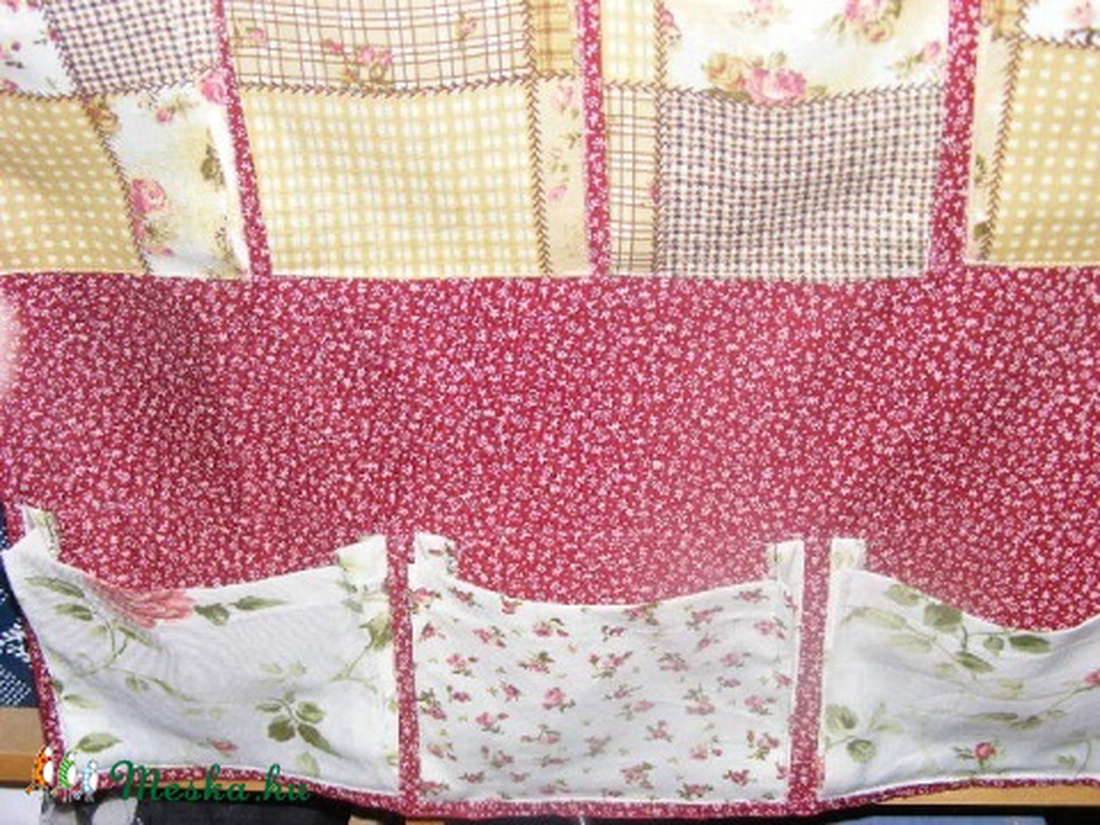 patchwork bordó kisvirágos zsebes tároló -  - Meska.hu
