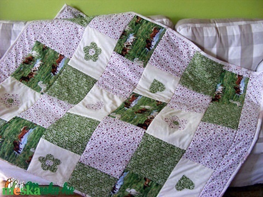 patchwork takaró lovas mintás - otthon & lakás - lakástextil - felnőtt takaró, pléd - Meska.hu