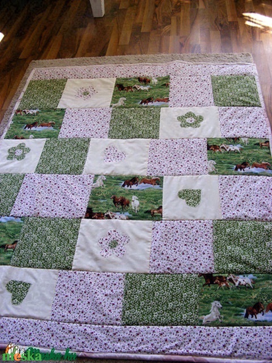 patchwork takaró lovas mintás - otthon & lakás - lakástextil - felnőtt takaró, pléd - Meska.hu