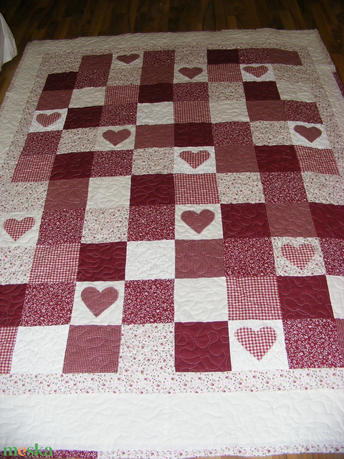patchwork takaró apró kockákból, szívecskékkel diszítve, country stílusban - otthon & életmód - lakástextil - ágytakaró - Meska.hu patchwork takaró apró kockákból, szívecskékkel diszítve, country stílusban - otthon & életmód - lakástextil - ágytakaró - Meska.hu
