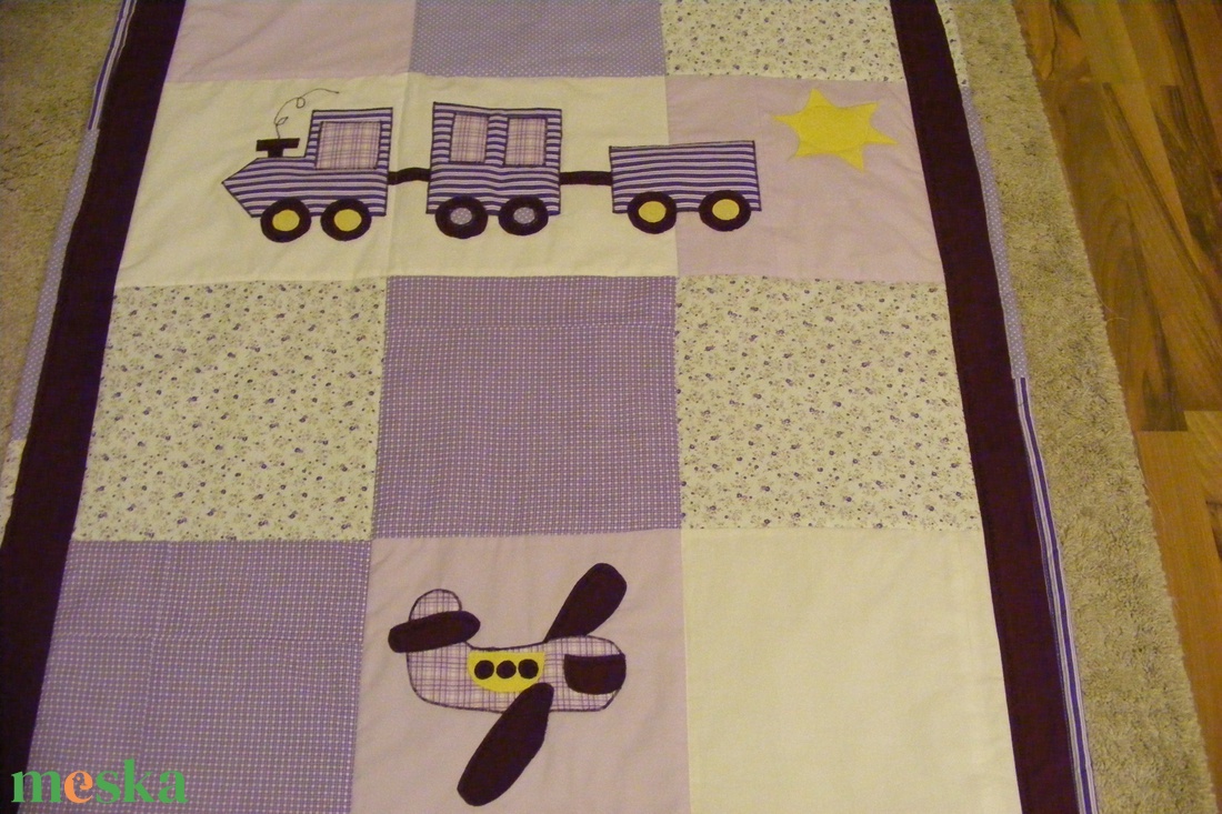 patchwork takaró, falvédő járművekkel - otthon & életmód - lakástextil - ágytakaró - Meska.hu
