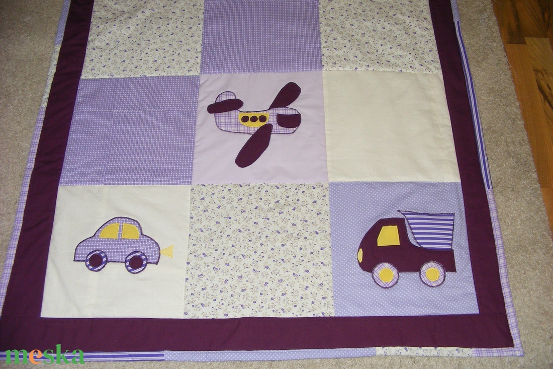 patchwork takaró, falvédő járművekkel - otthon & életmód - lakástextil - ágytakaró - Meska.hu