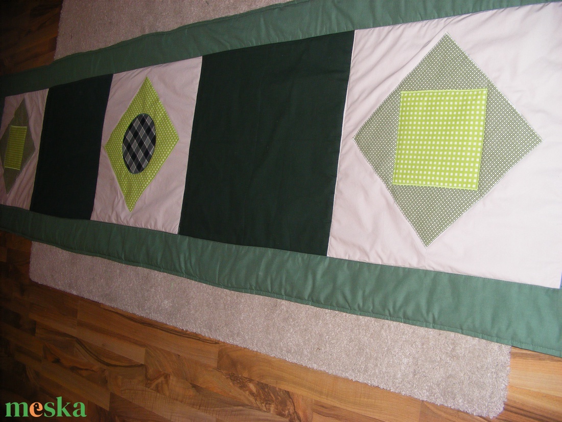 Zöld kockás patchwork takaró, falvédő szettben - otthon & lakás - lakástextil - ágytakaró - Meska.hu