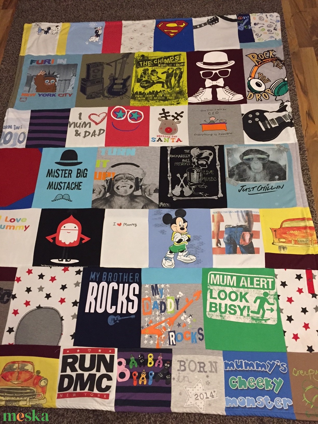 Patchwork takaró egyedi pólókból, baby body-ból, rugikból - otthon & életmód - lakástextil - ágytakaró - Meska.hu