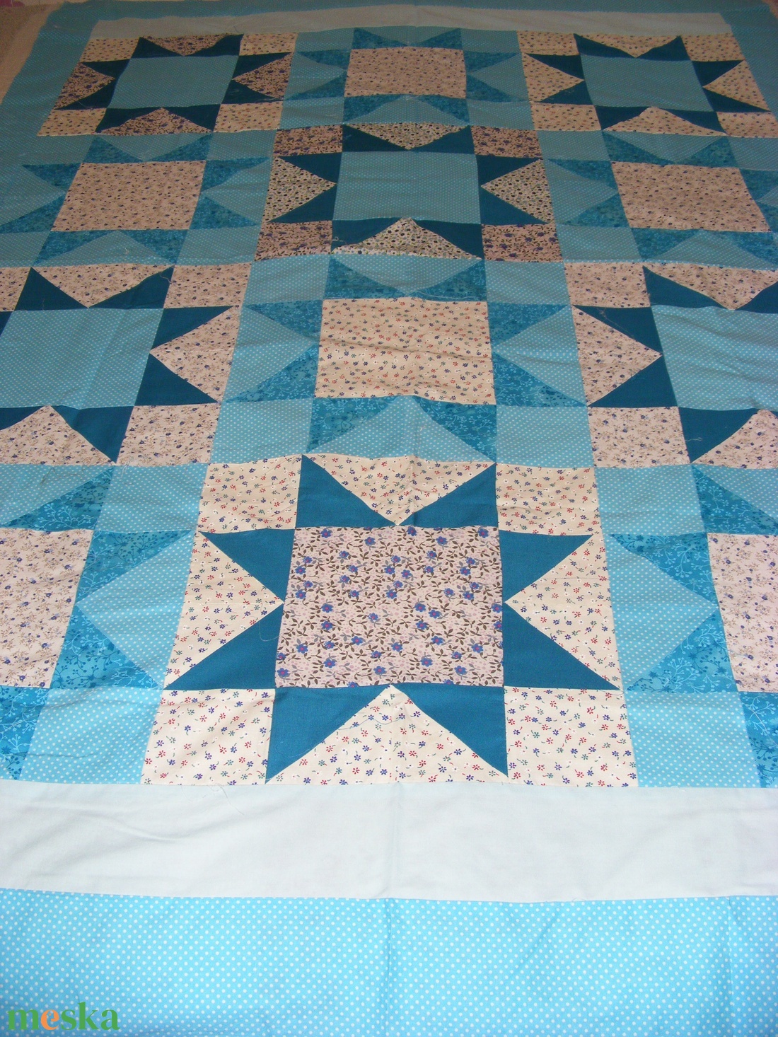Türkiz csillagmintás patchwork ágytakaró, takaró - otthon & életmód - lakástextil - ágytakaró - Meska.hu Türkiz csillagmintás patchwork ágytakaró, takaró - otthon & életmód - lakástextil - ágytakaró - Meska.hu