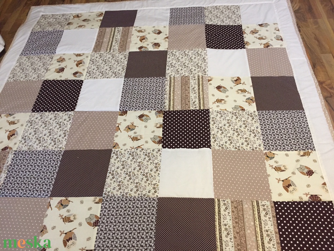 Patchwork takaró bagoly mintával - otthon & lakás - lakástextil - felnőtt takaró, pléd - Meska.hu