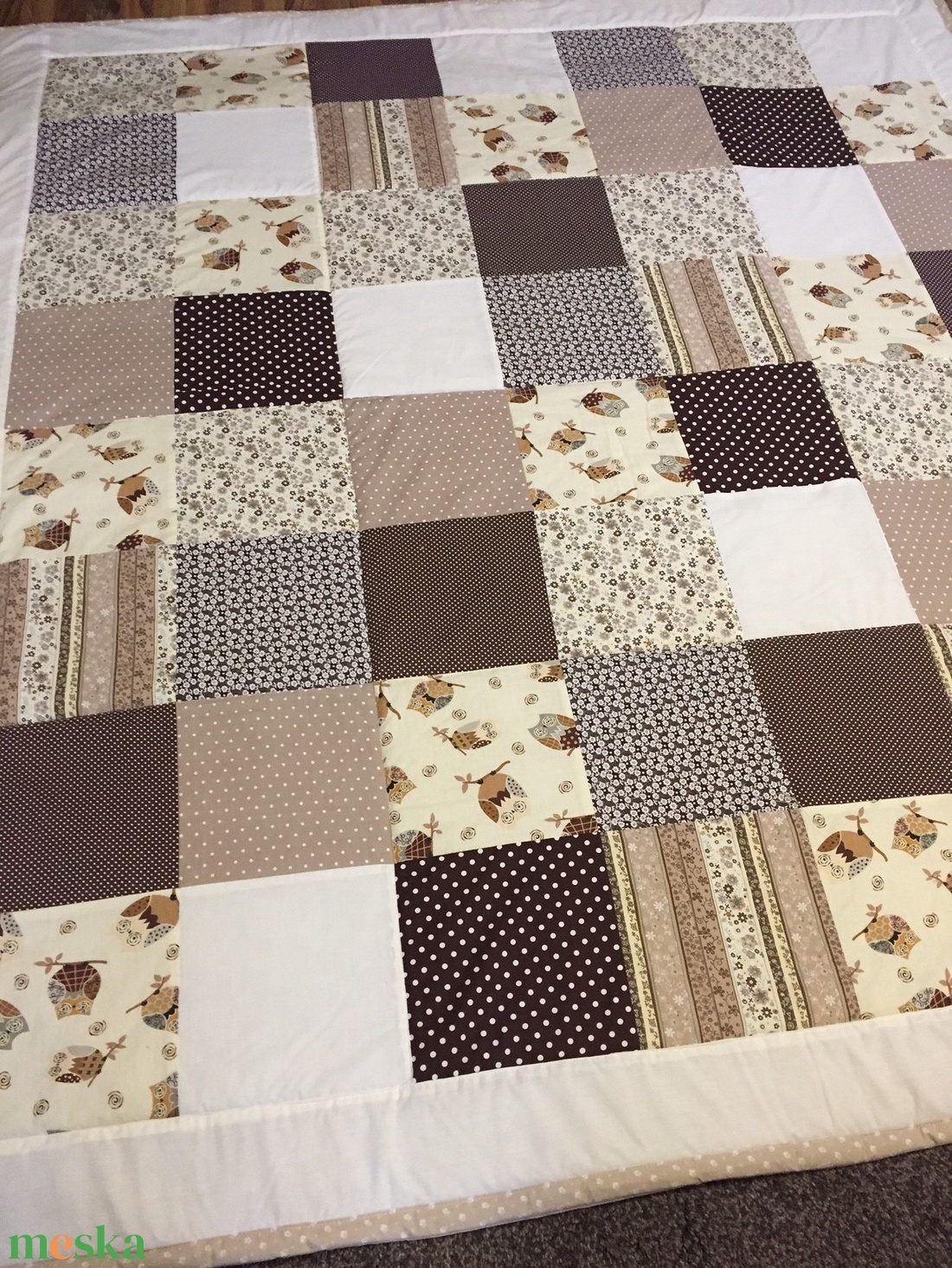 Patchwork takaró bagoly mintával - otthon & lakás - lakástextil - felnőtt takaró, pléd - Meska.hu