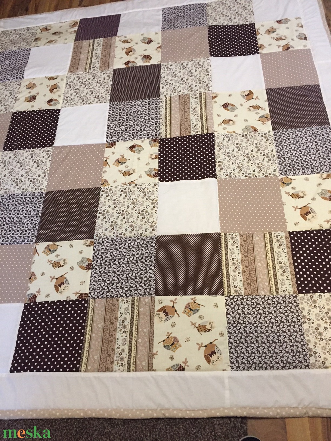 Patchwork takaró bagoly mintával - otthon & lakás - lakástextil - felnőtt takaró, pléd - Meska.hu