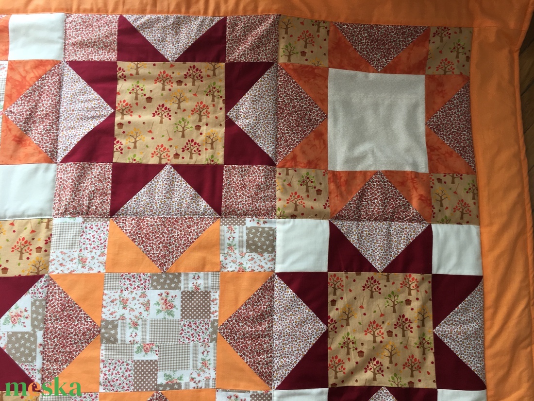 Narancssárga-barna csillagmintás patchwork ágytakaró, takaró - otthon & lakás - lakástextil - ágytakaró - Meska.hu Narancssárga-barna csillagmintás patchwork ágytakaró, takaró - otthon & lakás - lakástextil - ágytakaró - Meska.hu