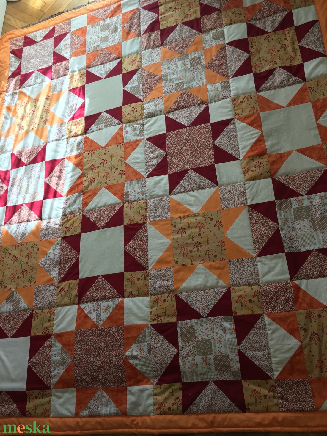 Narancssárga-barna csillagmintás patchwork ágytakaró, takaró - otthon & lakás - lakástextil - ágytakaró - Meska.hu Narancssárga-barna csillagmintás patchwork ágytakaró, takaró - otthon & lakás - lakástextil - ágytakaró - Meska.hu