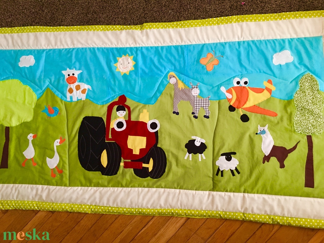 Patchwork takaró, falvédő Traktor Tom applikációval - otthon & lakás - babaszoba, gyerekszoba - szett kiságyba - Meska.hu Patchwork takaró, falvédő Traktor Tom applikációval - otthon & lakás - babaszoba, gyerekszoba - szett kiságyba - Meska.hu