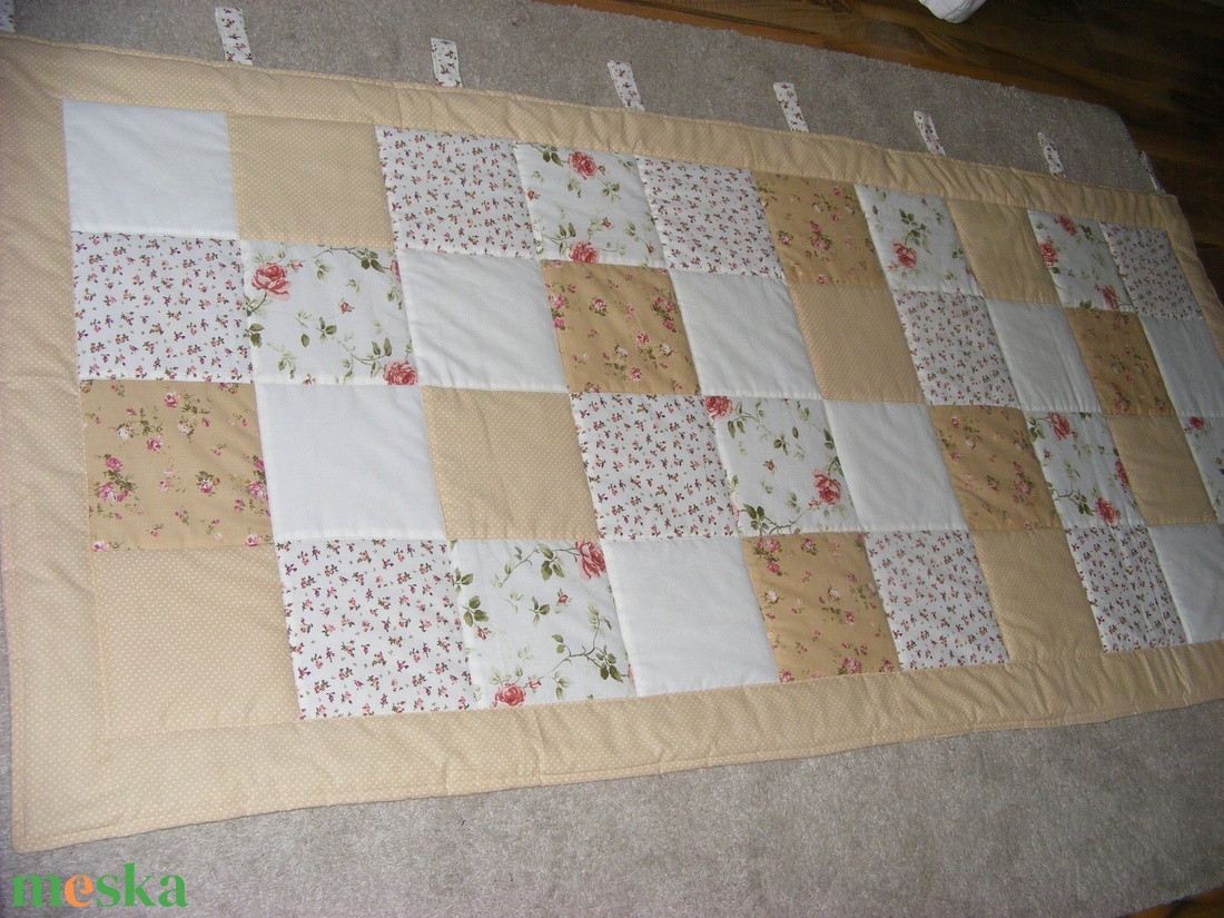 Patchwork falvédő +2db párnahuzat bézs  - otthon & életmód - babaszoba, gyerekszoba - szett kiságyba - Meska.hu